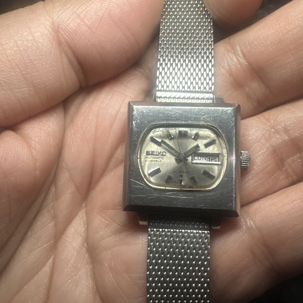 VTG SEIKO 2706-7000 Ladies WATCH 21 JEWELS AUTOMATIC Silver DIAL‎ 26mm - REPAIR